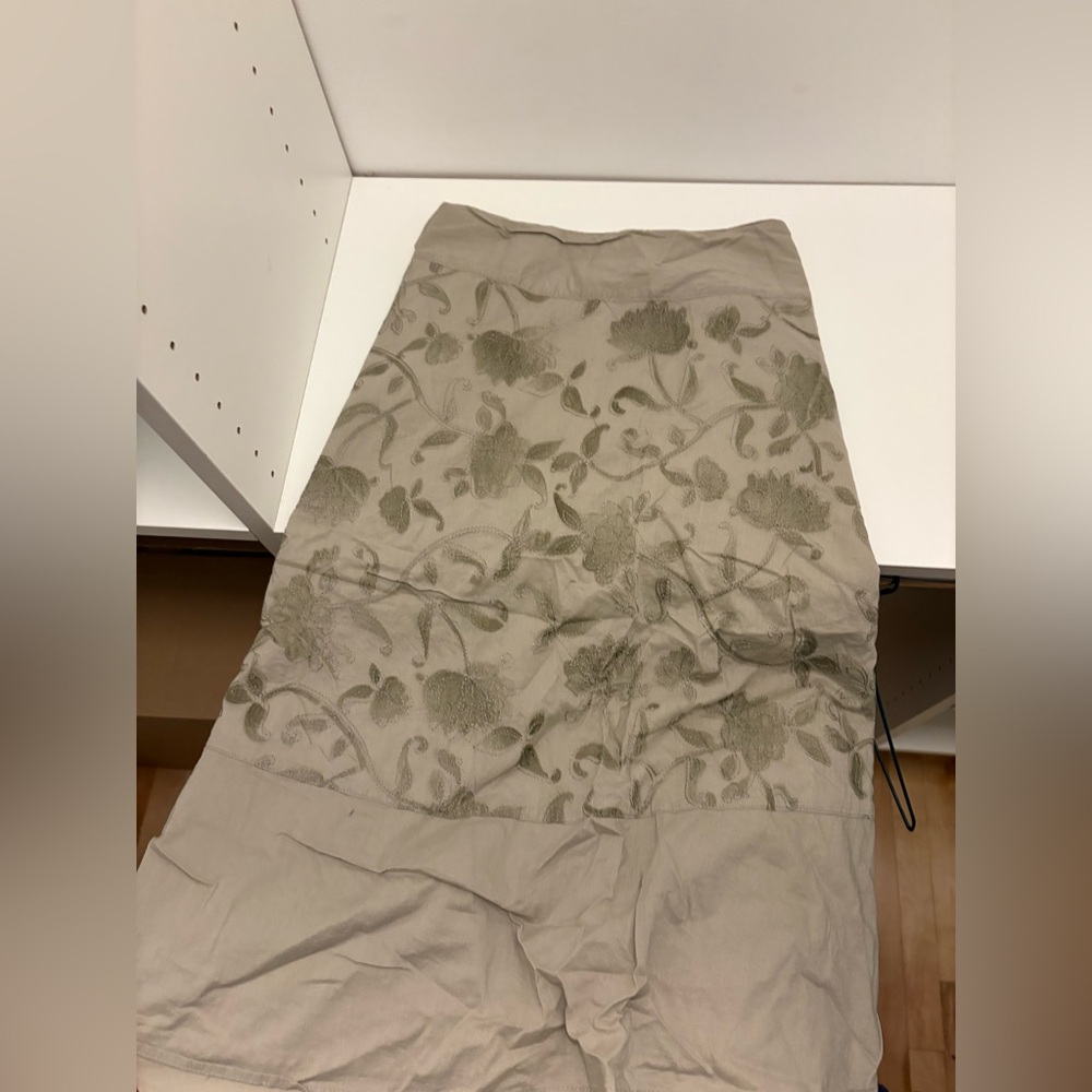 Floral Patterned Skirt in Olive and Beige